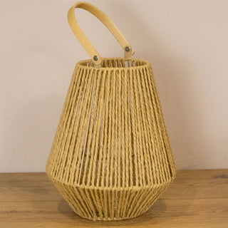 Woven Hanging Candle Lantern | Large Jute Hurricane Tea Light Lantern - 26cm