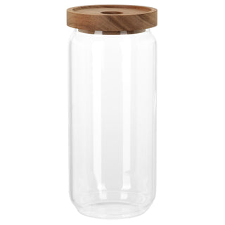 Airtight Glass Food Storage Container with Wooden Lid | Kitchen Jar - 1000ml