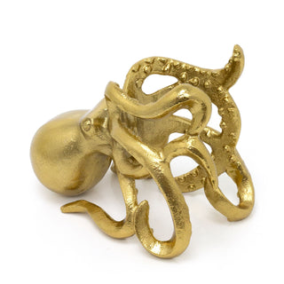 Gold Metal Octopus Wine Bottle Holder | Nautical Wine Bottle Stand - 15x20cm