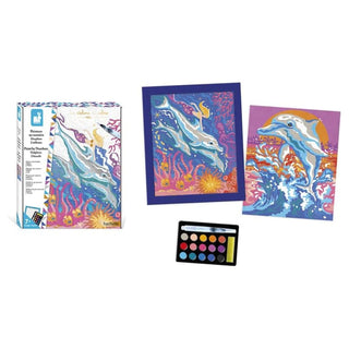 Janod Dolphins Paint By Numbers Set | 2 Watercolour Paintings | Arts & Crafts 7+