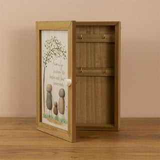 Pebble Family Key Box | Shabby Chic Wooden Key Cabinet Key Holder -19x26cm