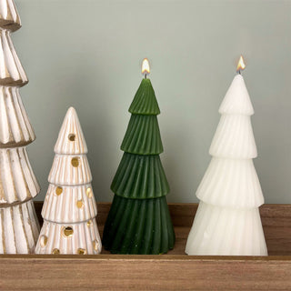 Green Christmas Tree Shaped Candle | Unscented Novelty Xmas Tree Candle - 17cm