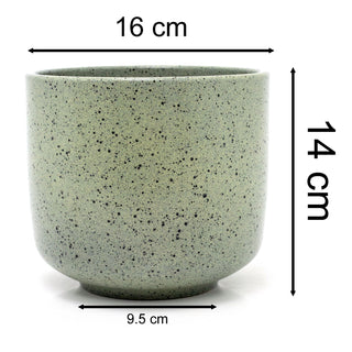 Green Speckle Glaze Ceramic Planter | Earthenware Plant Pot for Home & Garden