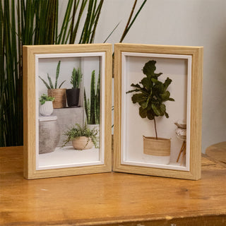 White Trim Double Wooden Photo Frame | Freestanding 2 Aperture Picture Frame 6x4