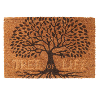 Tree Of Life Doormat | Rectangular 60x40cm Outdoor Coir Door Mat | Non-Slip PVC Backed Natural Coir Doormat