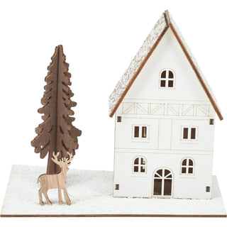 Light Up Wooden Christmas House | LED Winter Scene Ornament Christmas Decoration