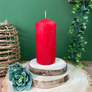 Unscented Red Pillar Candle | Cherry Red Votive Church Pillar Candle - 15x7cm