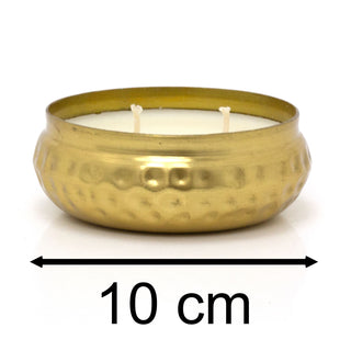 Bohemian Style Gold Metal Candle Bowl | 2 Wick Scented Candle & Holder - 10cm