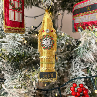 Big Ben Christmas Bauble | Luxury Fabric London Hanging Tree Ornament - 13cm