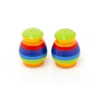 Hand Painted Rainbow Stripe Ceramic Salt & Pepper Set | Salt And Pepper Pots Salt And Pepper Shakers | Stripped Cruet Set Salt And Pepper