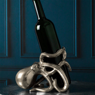 Silver Metal Octopus Wine Bottle Holder | Nautical Wine Bottle Stand - 15x20cm