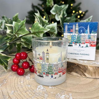 London Christmas Candle | Christmas Pudding Scented Candle & Holder - 7cm