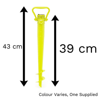 Parasol Sand Ground Anchor Spike | Beach Umbrella Screw In Stand | Portable Sun Umbrella Base - Colour Varies One Supplied