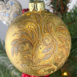 Gold Rococo Christmas Bauble | Baroque Christmas Tree Hanging Ornament - 8cm