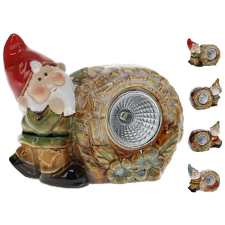 Ceramic Garden Gnome Solar LED Light | Outdoor Light Up Garden Gnome Ornament