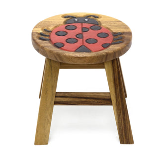 Children's Wooden Ladybird Stool | Small Round Ladybug Footstool for Kids - 25cm