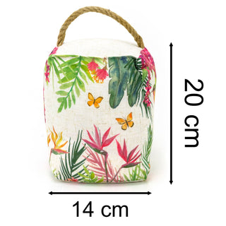 Hummingbird Fabric Doorstop | Tropical Floral Bird Stop with Handle - 20cm