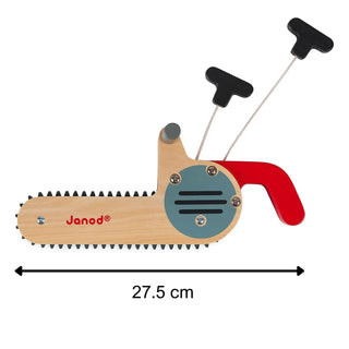 Janod Brico Kids Wooden Toy Chainsaw Tool with Rotating Silicone Blade | Age 3-8