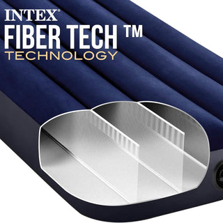 Intex Inflatable Single Airbed | Dura Beam Flocked Air Mattress - 76x191x25cm