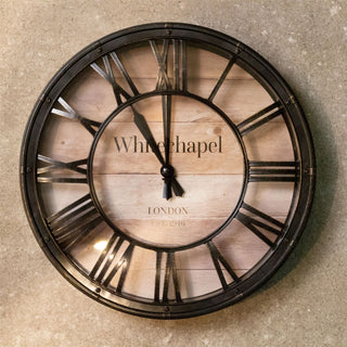 London Whitechapel Vintage Wall Clock | Antique Effect, Roman Numerals - 20cm