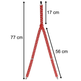 Adult Red Christmas Tree Braces | Xmas Office Party Celebration Fancy Dress Accessory | Novelty Clip On Trouser Braces | Xmas Suspenders | Design Varies One Supplied