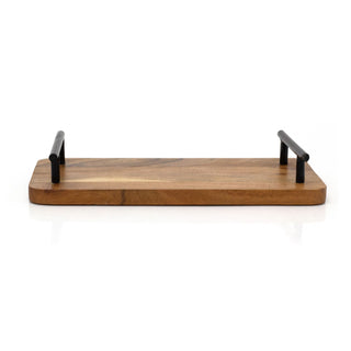 Acacia Wood Serving Tray with Handles | Rectangle Wooden Serving Platter - 30cm