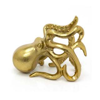 Gold Metal Octopus Wine Bottle Holder | Nautical Wine Bottle Stand - 15x20cm