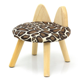 Animal Print Childrens Wooden Stool | Small Round Safari Jungle Animal Footstool - Leopard