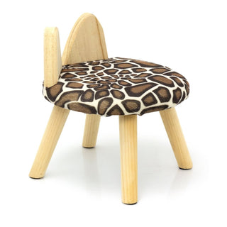 Animal Print Childrens Wooden Stool | Small Round Safari Jungle Animal Footstool - Leopard