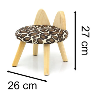 Animal Print Childrens Wooden Stool | Small Round Safari Jungle Animal Footstool - Leopard