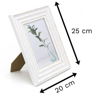 Antique White Wooden 5x7 Picture Frame | Freestanding Wall Mountable Single Aperture Photo Frame |10cm X 15cm Photo Holder