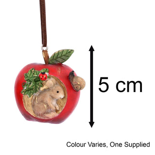 Apple with Mouse Christmas Bauble | Resin Apple Christmas Tree Hanging Ornament