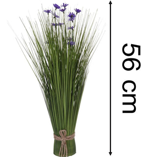 Artificial Grass & Wildflower Bouquet | Freestanding Faux Tall Floral Spray 55cm