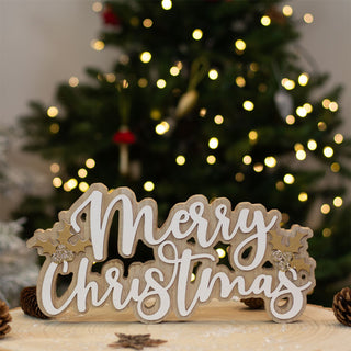 Merry Christmas Wooden Word Block | Festive Freestanding Wooden Letter Sign 30cm