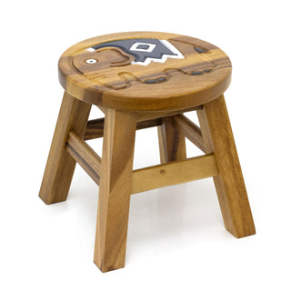 Children's Wooden Elephant Stool | Small Round Animal Footstool for Kids - 25cm