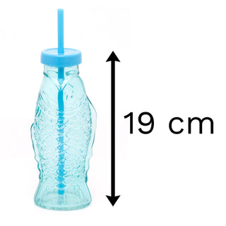 Novelty Glass Fish Drinks Bottle With Straw | Coloured Drinking Glasses | Fish Shaped Glass Drinking Jars