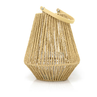 Woven Hanging Candle Lantern | Large Jute Hurricane Tea Light Lantern - 26cm