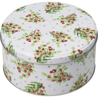 Set of 3 Holly Christmas Tins | Festive Round Nesting Cookie & Storage Tins