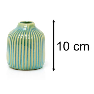 Aqua Blue Ceramic Stem Vase | Small Decorative Stoneware Vase for Flowers - 10cm