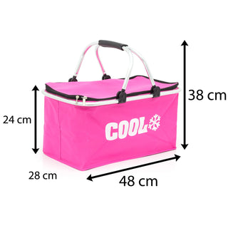 35L Cool Bag Insulated Picnic Basket | Portable Cooler Bag Lunch Hamper Bag | Camping Cooler Shopping Bag With Handles - Colour Varies One Supplied