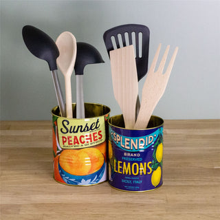 Set of 2 Retro Style Vintage Fruit Storage Tins | Decorative Tinned Food Cans
