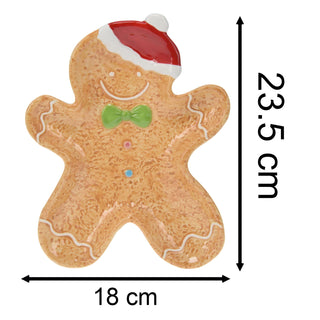 Medium Ceramic Gingerbread Cookie Snack Bowl | Festive Christmas Dish - 24cm