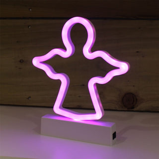 Battery Operated Neon Xmas Angel Light ~ Free Standing Light Up Led Christmas Decoration