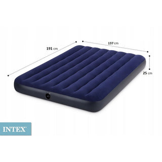 Intex Inflatable Double Airbed | Dura Beam Flocked Air Mattress - 191x137x25cm