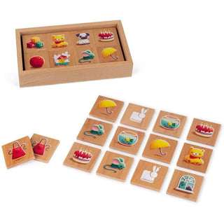 Janod First Words Memo Game | 40 Pc Wooden Pairs Kids Memory & Association Game