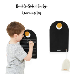 Janod Double Sided Portable Blackboard | Includes Chalks and Brush | Age 3+