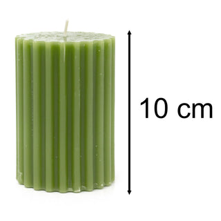 Green Ribbed Pillar Candle | Church Pillar Candle Votive Lantern Candle - 10cm