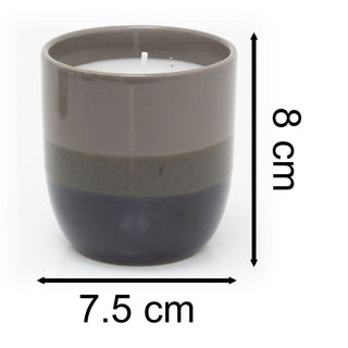 Unscented Candle & Ceramic Holder | White Wax Candle in Ombre Glaze Pot - 10x6cm