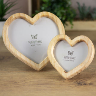 Wooden Heart Shaped Single Aperture Photo Frame Freestanding Picture Frame 14cm