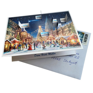 Freiburg Cathedral - Christmas Advent Calendar Greetings Card & Envelope